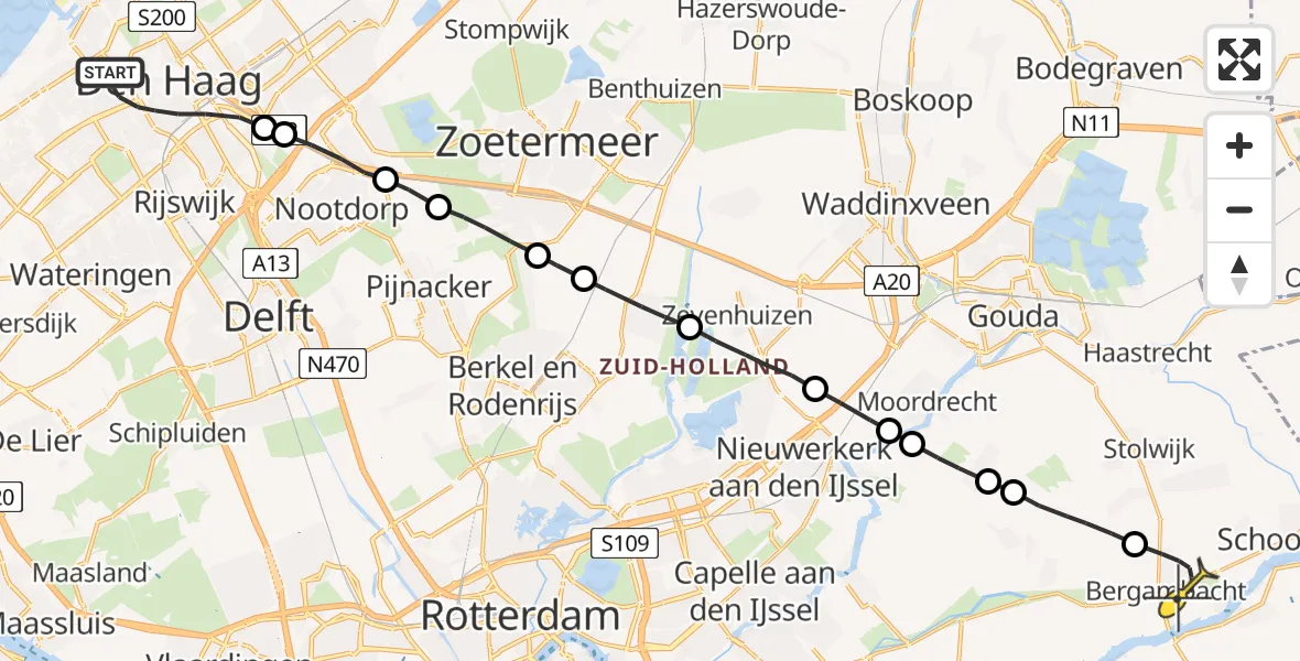 Routekaart van de vlucht: Lifeliner 2 naar Bergambacht