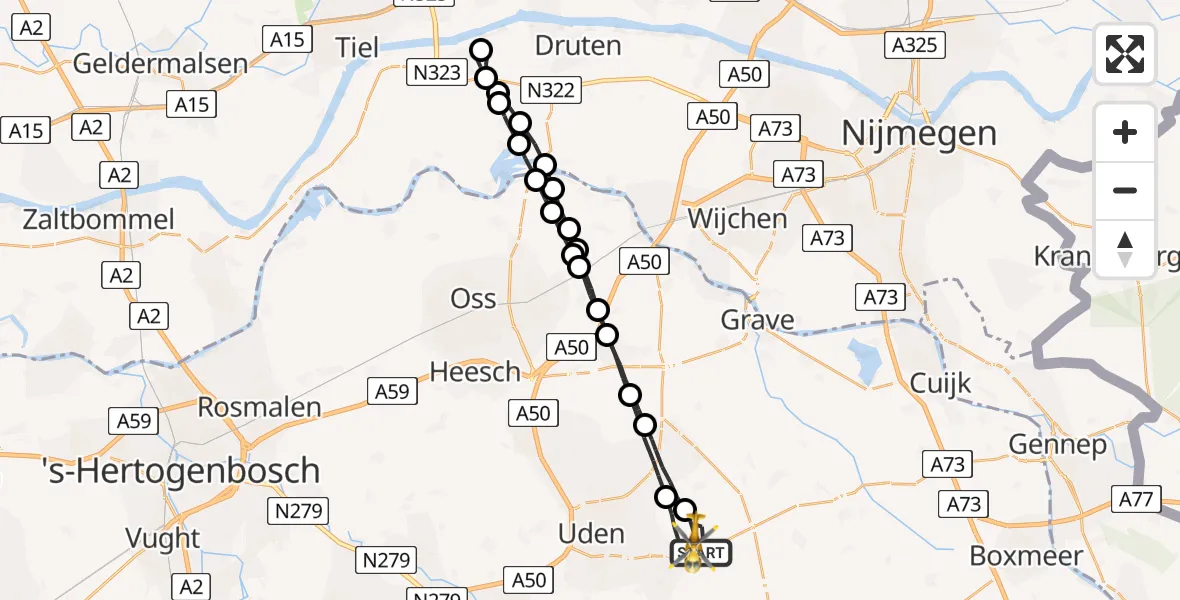Vluchtroute Traumahelikopter Vliegbasis Volkel - Vliegbasis Volkel, 08 november 2022, 09:38