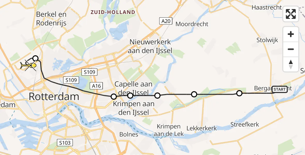 Routekaart van de vlucht: Lifeliner 2 naar Rotterdam The Hague Airport