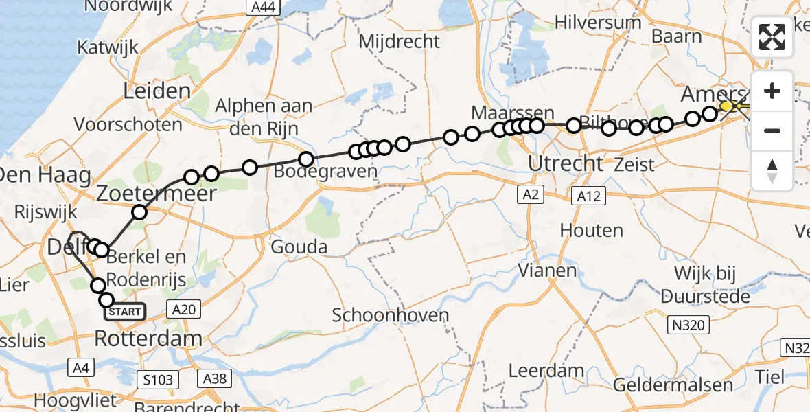 Routekaart van de vlucht: Lifeliner 2 naar Amersfoort