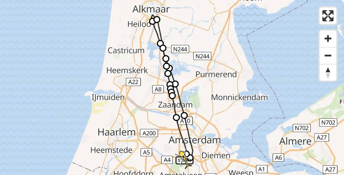 Routekaart van de vlucht: Lifeliner 1 naar VU Medisch Centrum Amsterdam