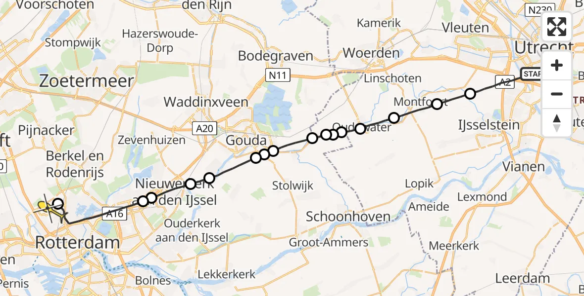 Routekaart van de vlucht: Lifeliner 2 naar Rotterdam The Hague Airport