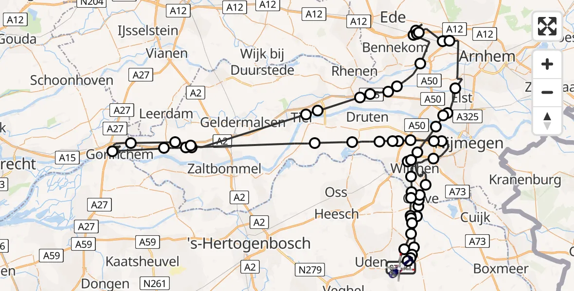 Vluchtroute Politiehelikopter Vliegbasis Volkel - Vliegbasis Volkel, 08 november 2022, 14:48