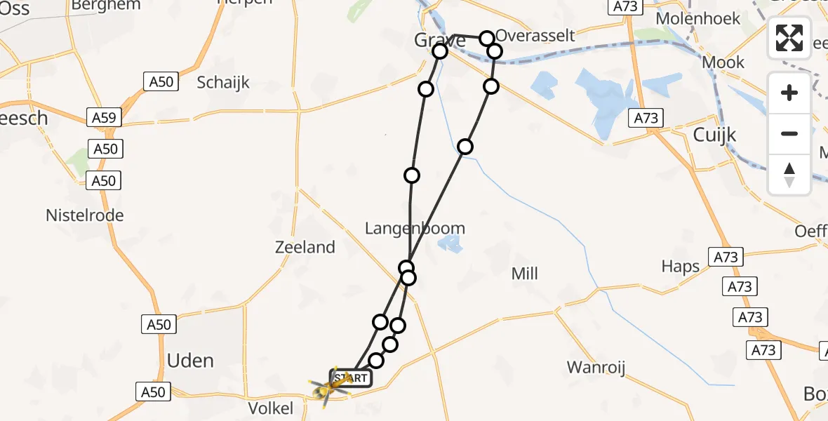 Vluchtroute Traumahelikopter Vliegbasis Volkel - Vliegbasis Volkel, 08 november 2022, 17:16