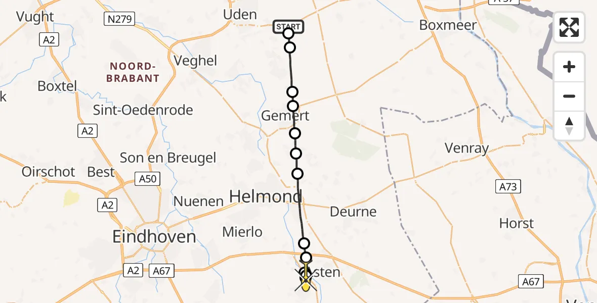 Routekaart van de vlucht: Lifeliner 3 naar Someren