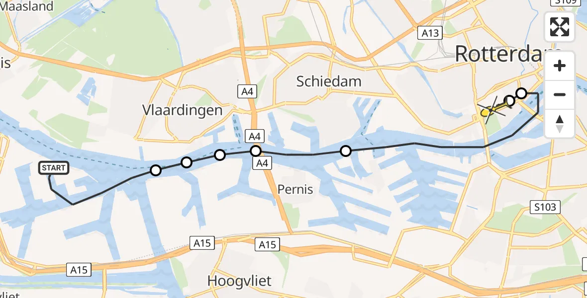 Routekaart van de vlucht: Lifeliner 2 naar Erasmus MC