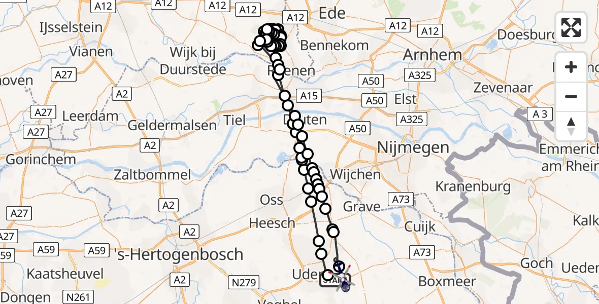Vluchtroute Politiehelikopter Vliegbasis Volkel - Vliegbasis Volkel, 08 november 2022, 18:23