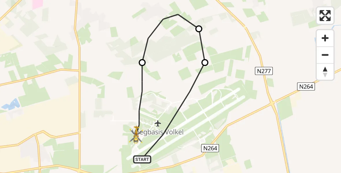 Vluchtroute Traumahelikopter Vliegbasis Volkel - Vliegbasis Volkel, 08 november 2022, 19:50