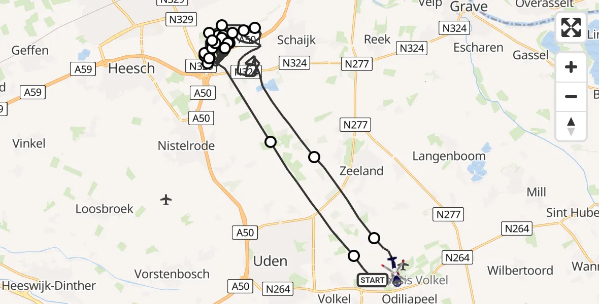 Vluchtroute Politiehelikopter Vliegbasis Volkel - Vliegbasis Volkel, 08 november 2022, 21:14