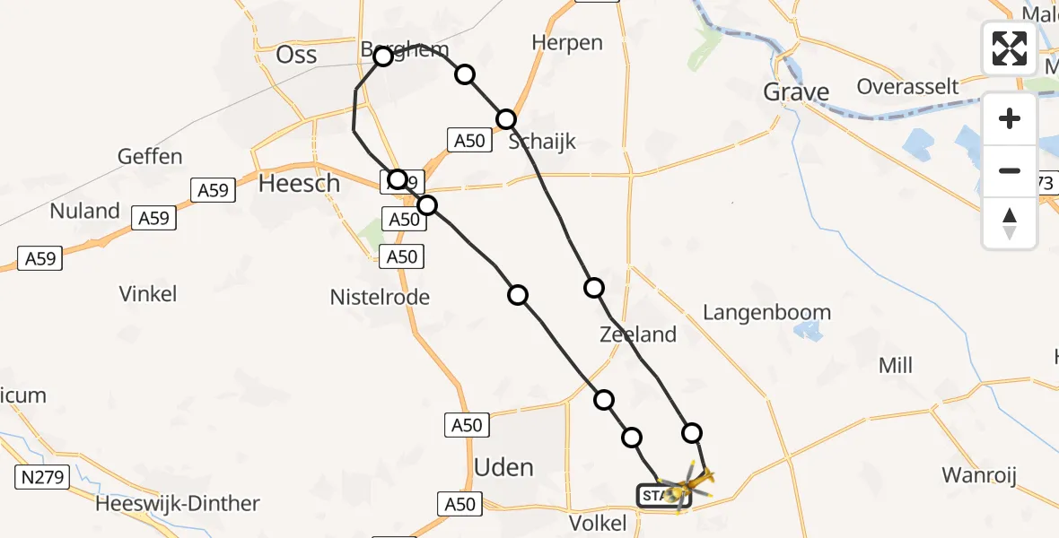 Vluchtroute Traumahelikopter Vliegbasis Volkel - Vliegbasis Volkel, 08 november 2022, 22:32