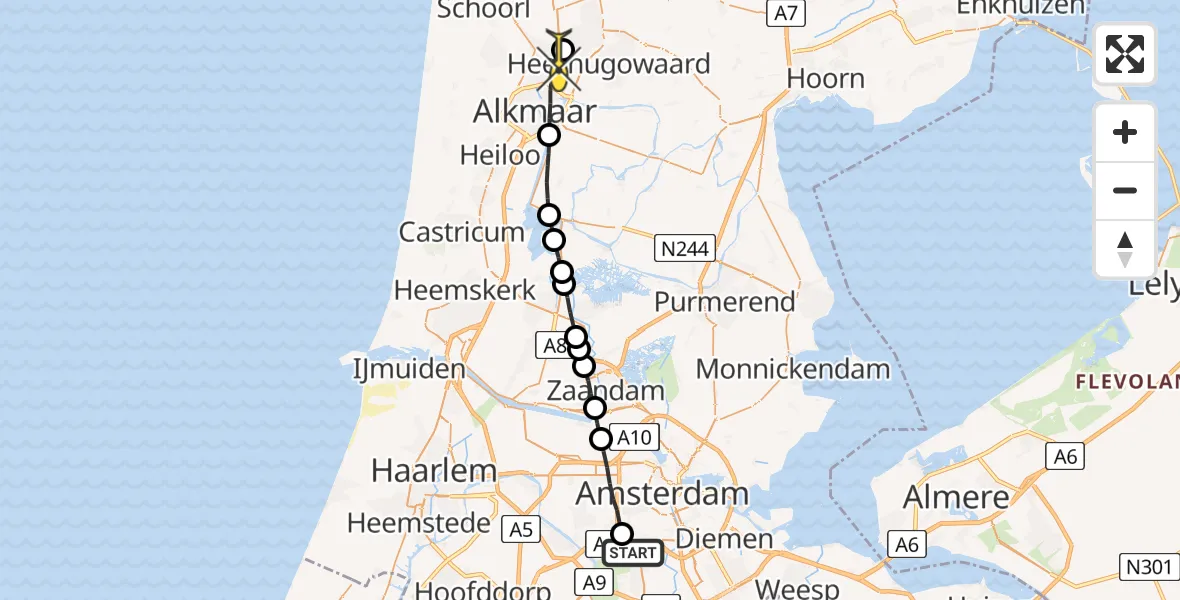 Routekaart van de vlucht: Lifeliner 1 naar Sint Pancras