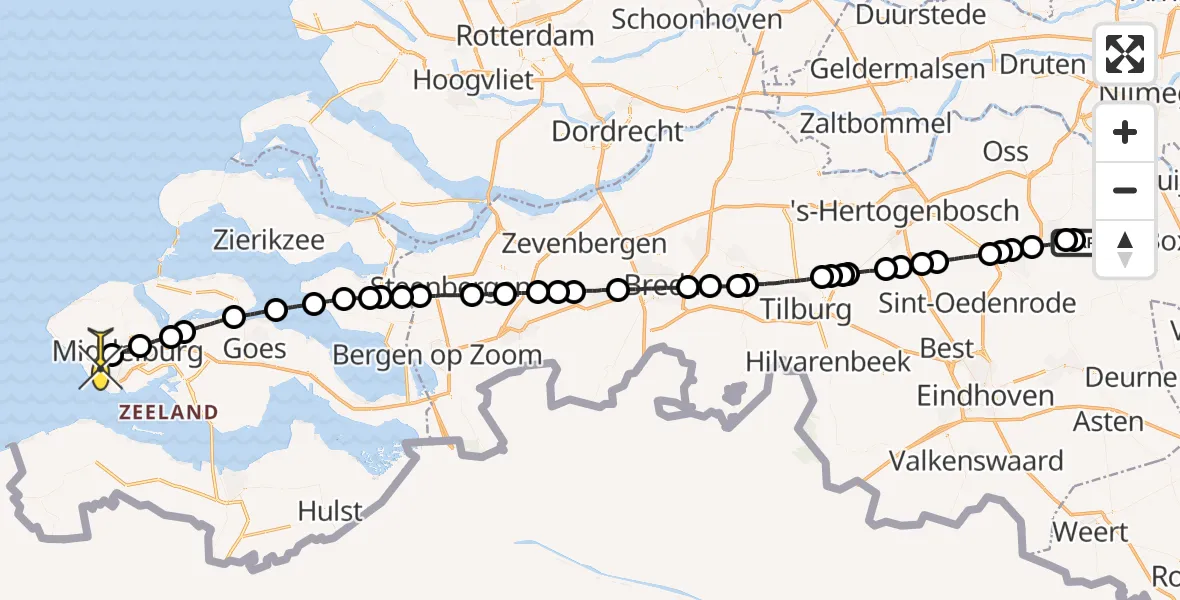 Routekaart van de vlucht: Lifeliner 3 naar Koudekerke