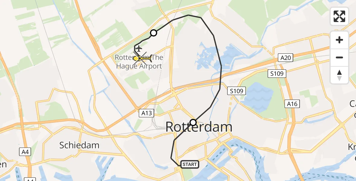 Routekaart van de vlucht: Lifeliner 2 naar Rotterdam The Hague Airport