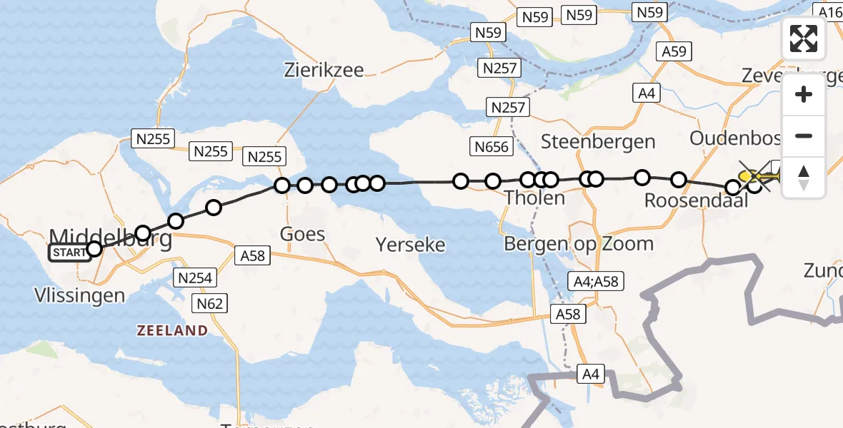 Routekaart van de vlucht: Lifeliner 3 naar Breda International Airport