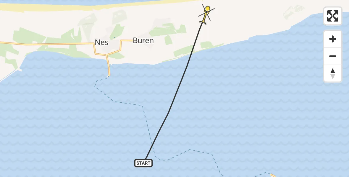 Routekaart van de vlucht: Ambulancehelikopter naar Buren