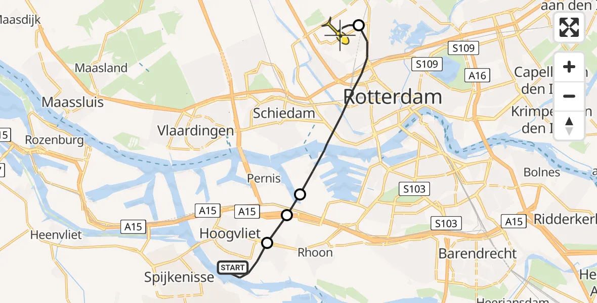 Routekaart van de vlucht: Lifeliner 2 naar Rotterdam The Hague Airport