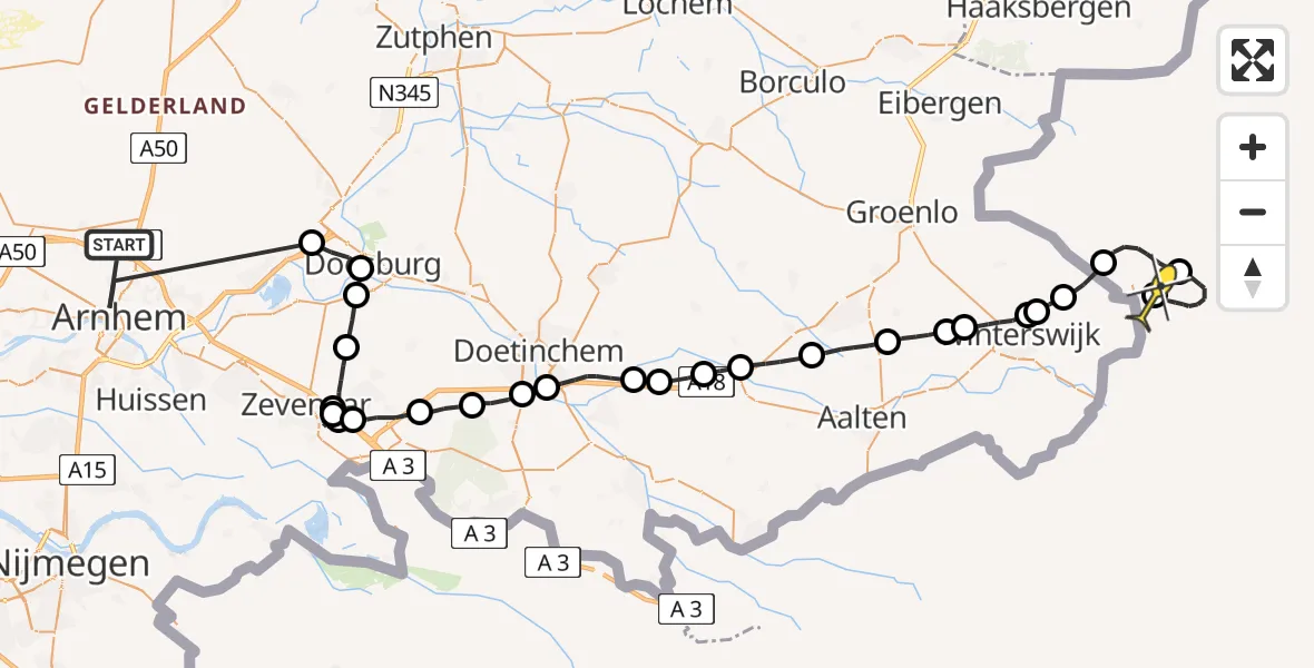 Routekaart van de vlucht: Politieheli naar 