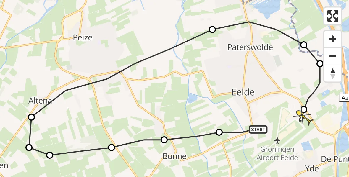 Routekaart van de vlucht: Lifeliner 4 naar Groningen Airport Eelde