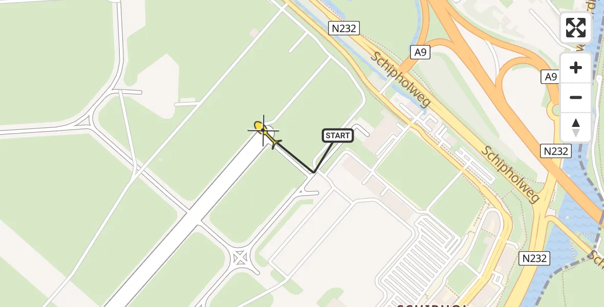Routekaart van de vlucht: Politiehelikopter naar Schiphol