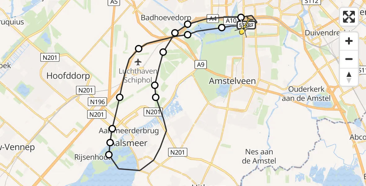 Routekaart van de vlucht: Lifeliner 1 naar VU Medisch Centrum Amsterdam