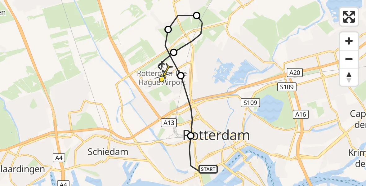 Routekaart van de vlucht: Lifeliner 2 naar Rotterdam The Hague Airport