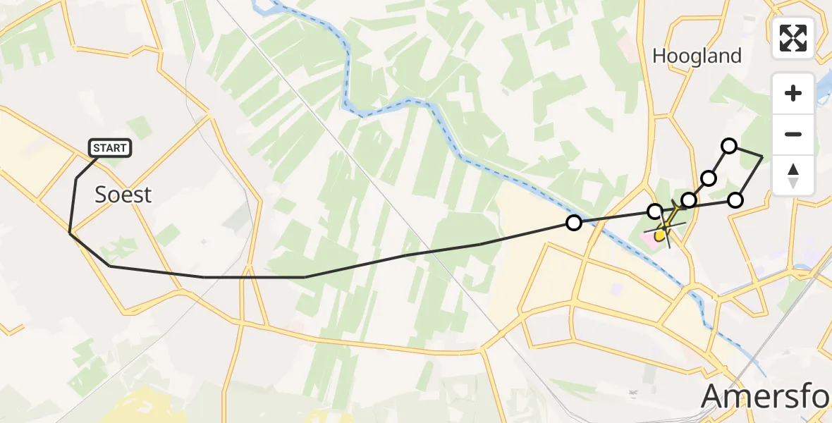 Routekaart van de vlucht: Lifeliner 1 naar Hoogland