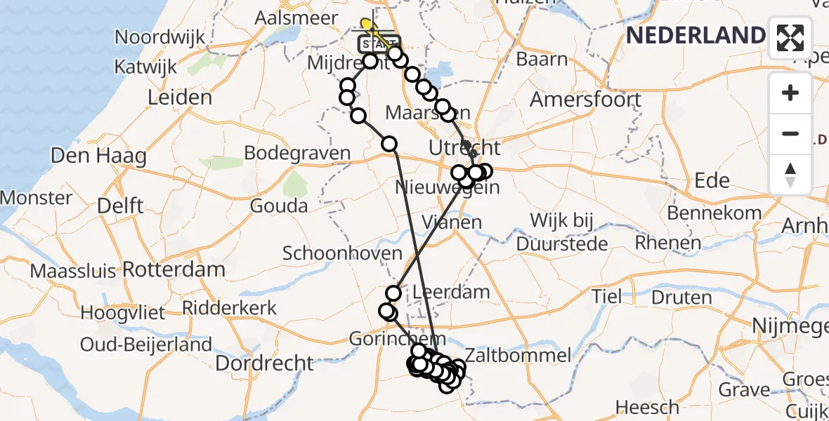 Routekaart van de vlucht: Politieheli naar Abcoude