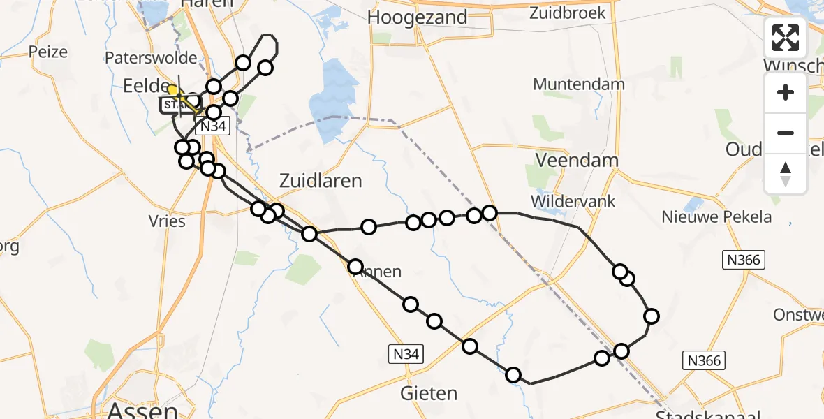 Routekaart van de vlucht: Lifeliner 4 naar Groningen Airport Eelde