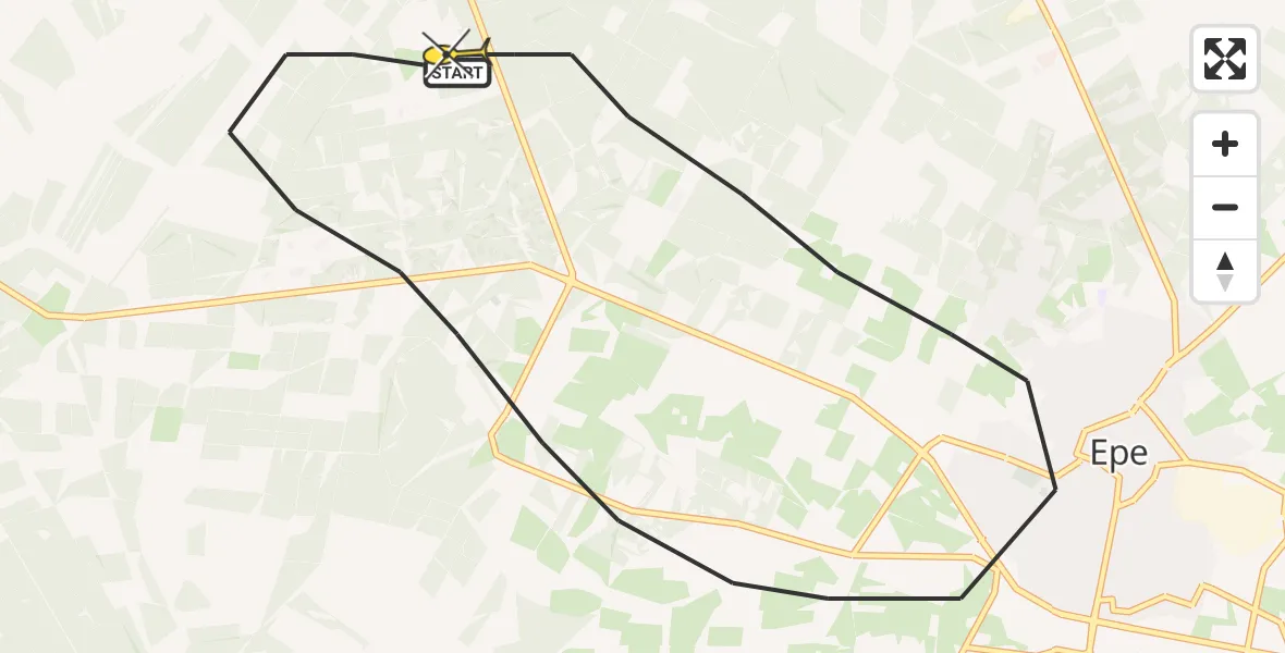 Routekaart van de vlucht: Politiehelikopter naar Epe