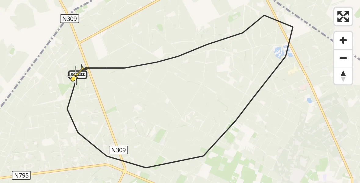 Routekaart van de vlucht: Politiehelikopter naar Epe