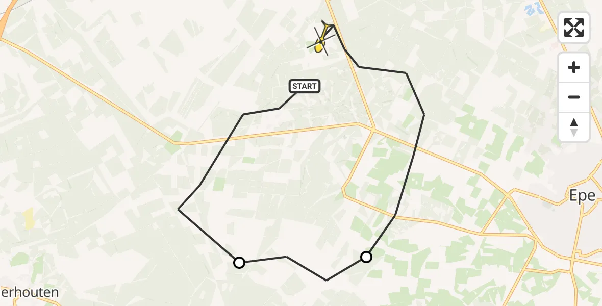 Routekaart van de vlucht: Politiehelikopter naar Epe