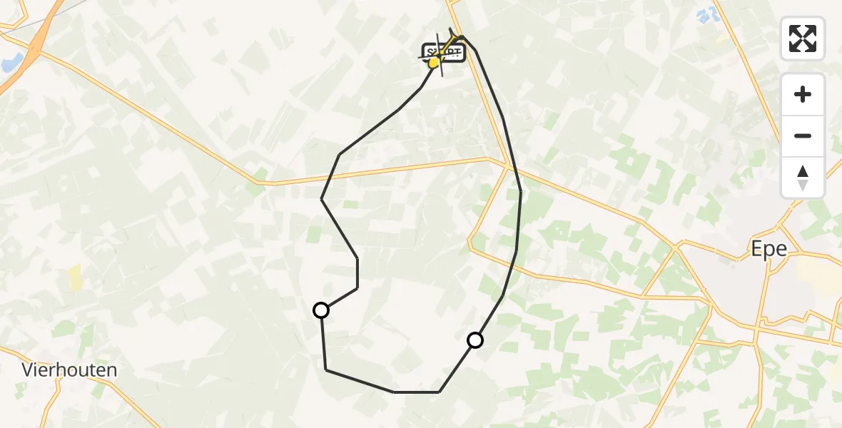 Routekaart van de vlucht: Politiehelikopter naar Epe