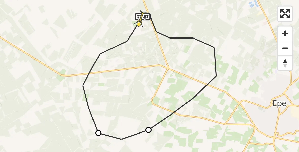 Routekaart van de vlucht: Politiehelikopter naar Epe