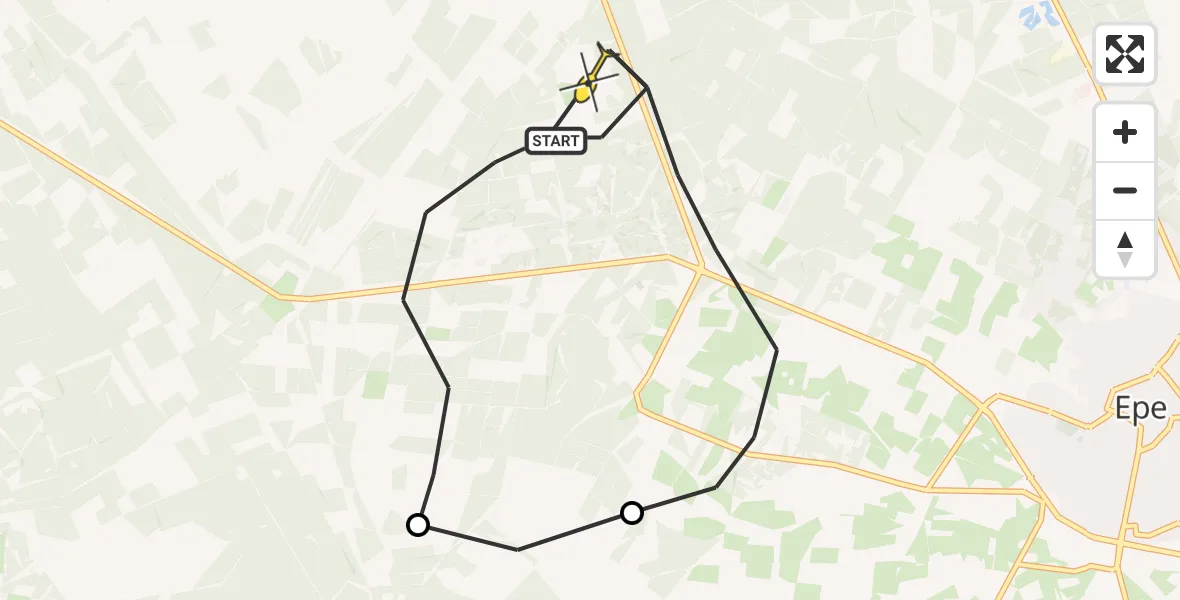 Routekaart van de vlucht: Politiehelikopter naar Epe