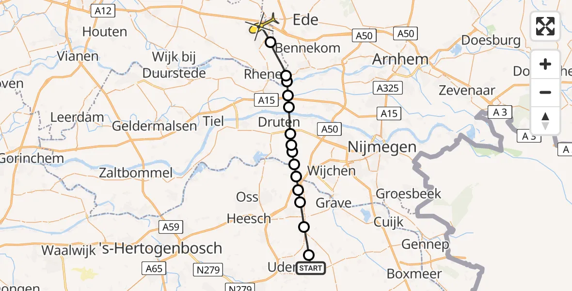 Routekaart van de vlucht: Lifeliner 3 naar Veenendaal