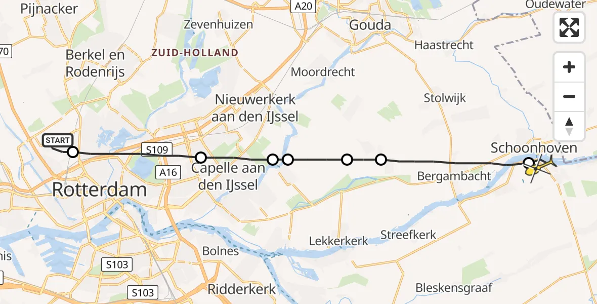 Routekaart van de vlucht: Lifeliner 2 naar Groot-Ammers