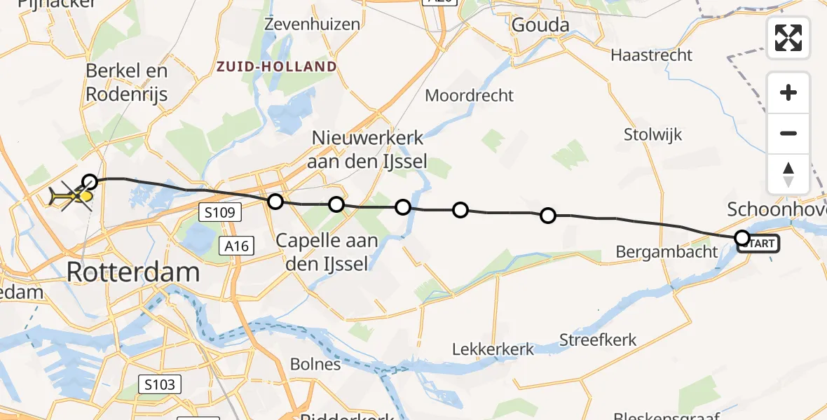 Routekaart van de vlucht: Lifeliner 2 naar Rotterdam The Hague Airport