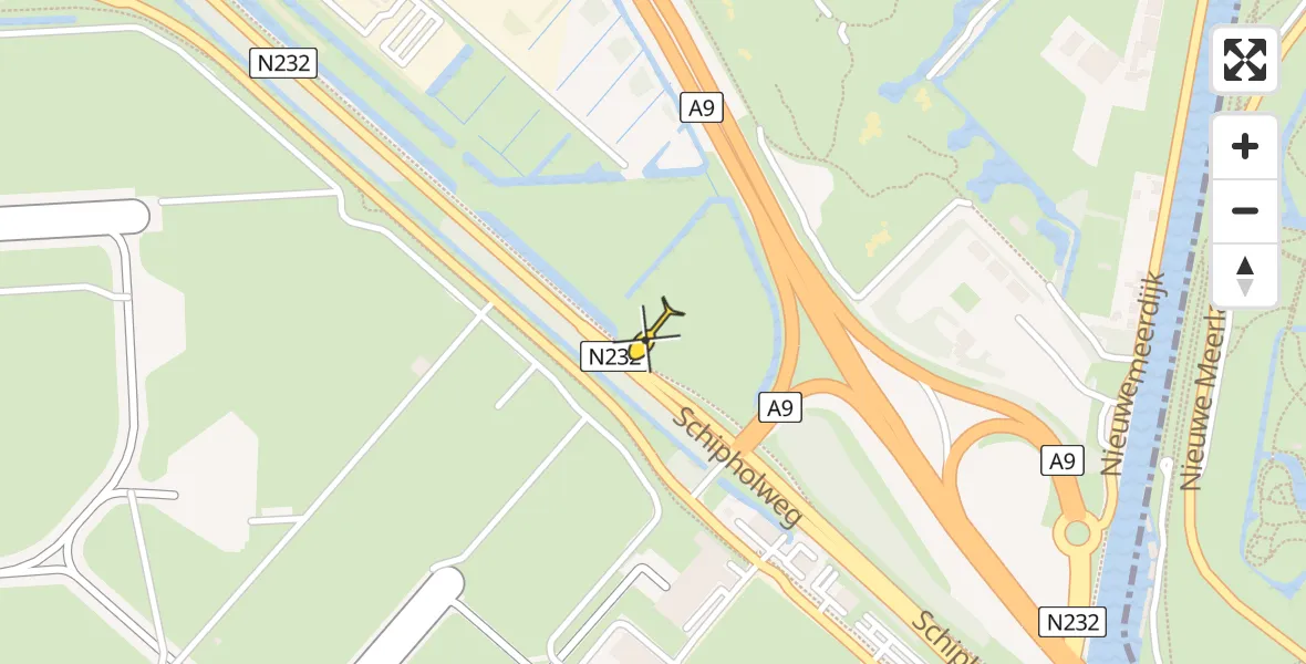 Vluchtroute Politiehelikopter van Schiphol naar Schiphol