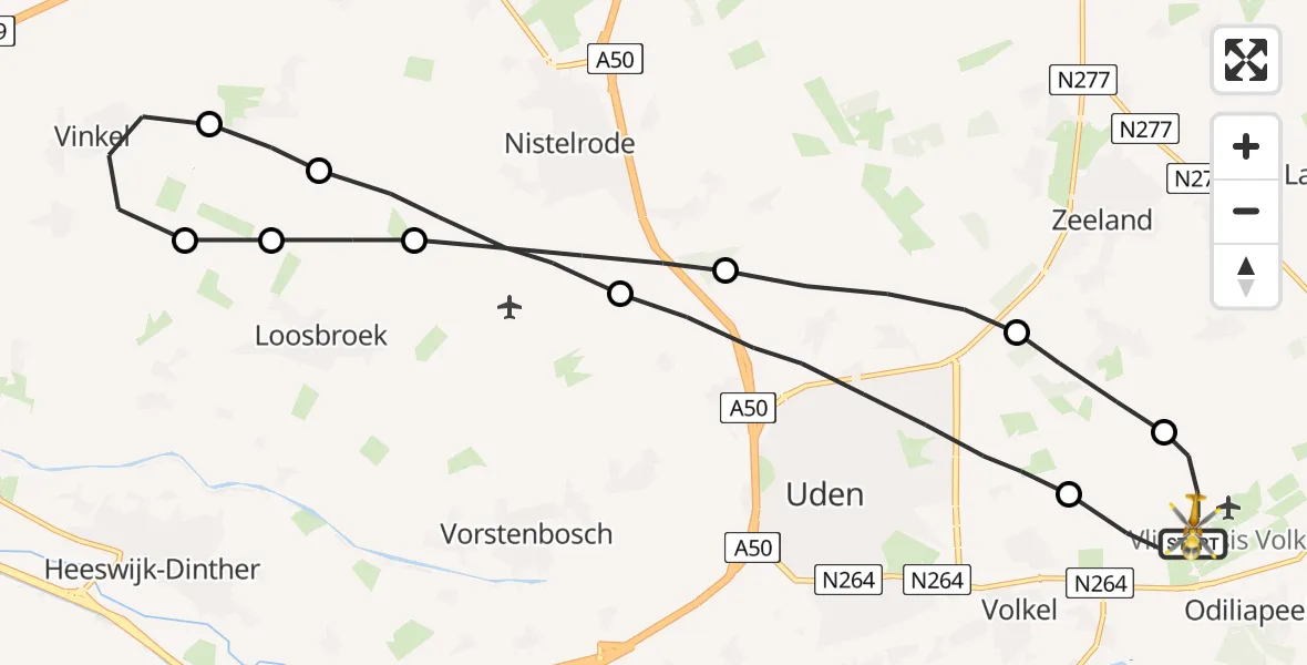 Vluchtroute Traumahelikopter Vliegbasis Volkel - Vliegbasis Volkel, 10 november 2022, 17:36
