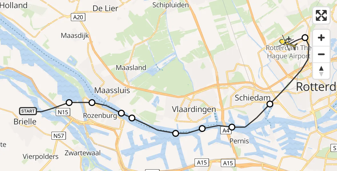 Routekaart van de vlucht: Lifeliner 2 naar Rotterdam The Hague Airport