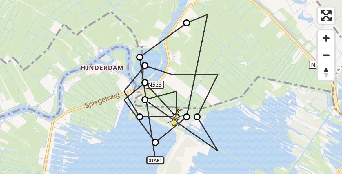 Routekaart van de vlucht: Politiehelikopter naar Ankeveen