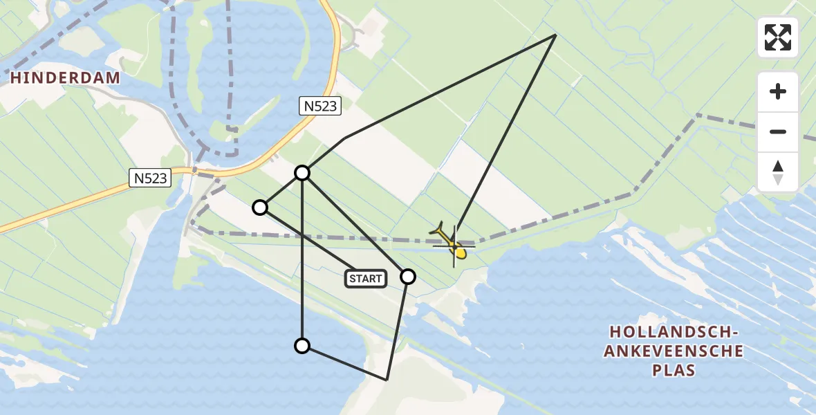 Routekaart van de vlucht: Politiehelikopter naar Weesp
