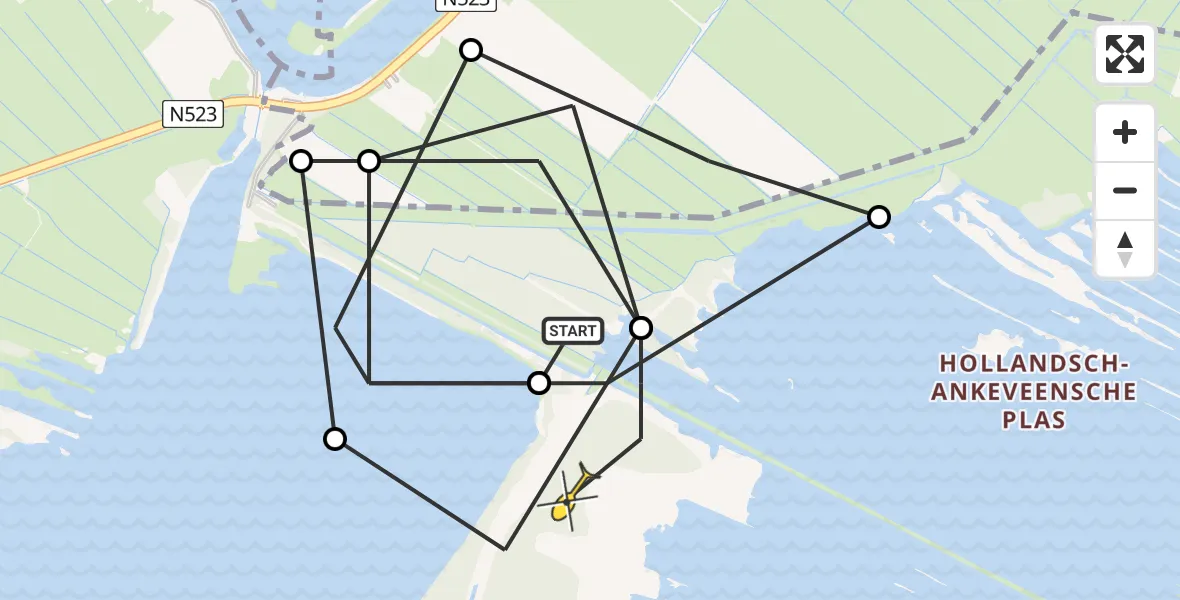 Routekaart van de vlucht: Politiehelikopter naar Ankeveen