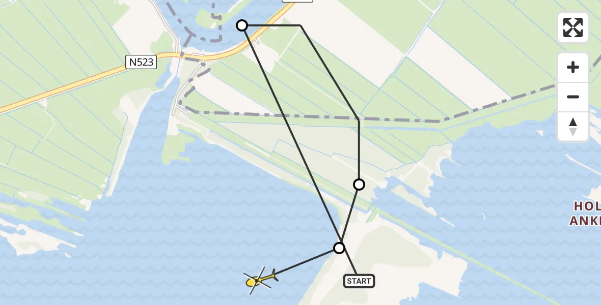 Routekaart van de vlucht: Politiehelikopter naar Nederhorst den Berg