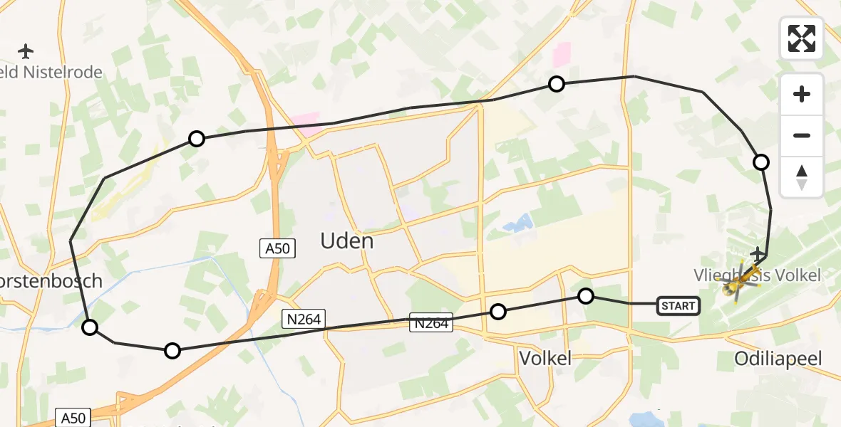 Vluchtroute Traumahelikopter Vliegbasis Volkel - Vliegbasis Volkel, 10 november 2022, 19:35