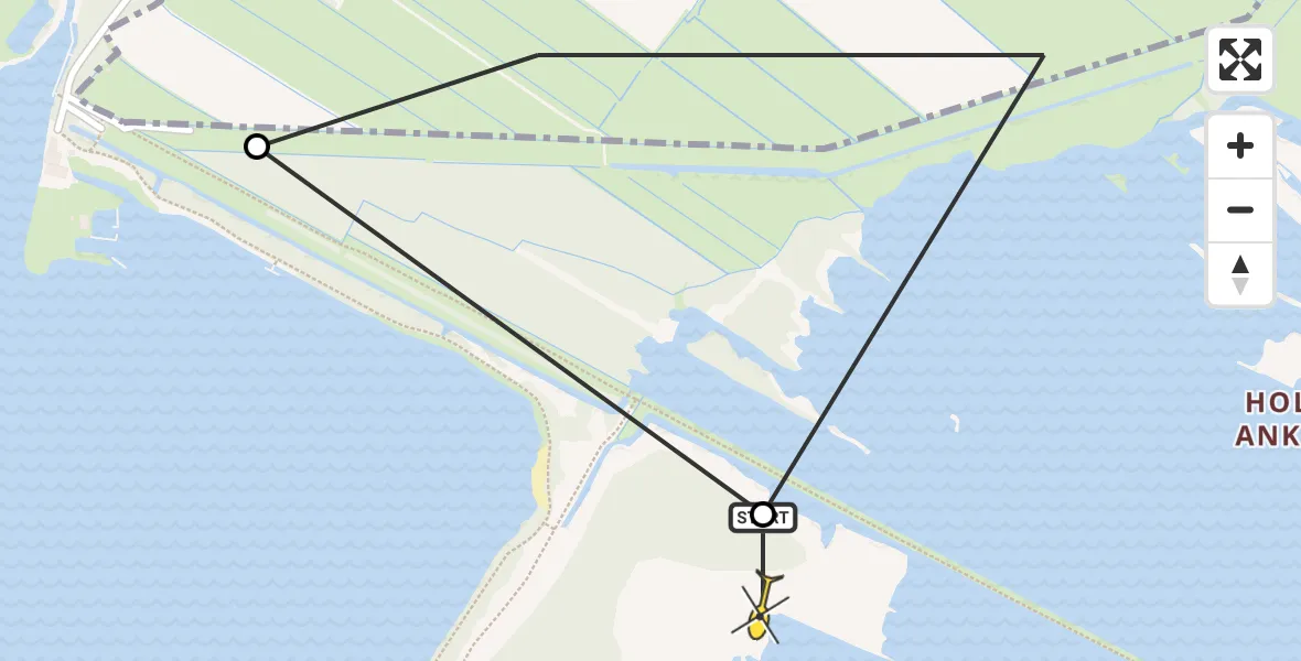 Routekaart van de vlucht: Politiehelikopter naar Ankeveen