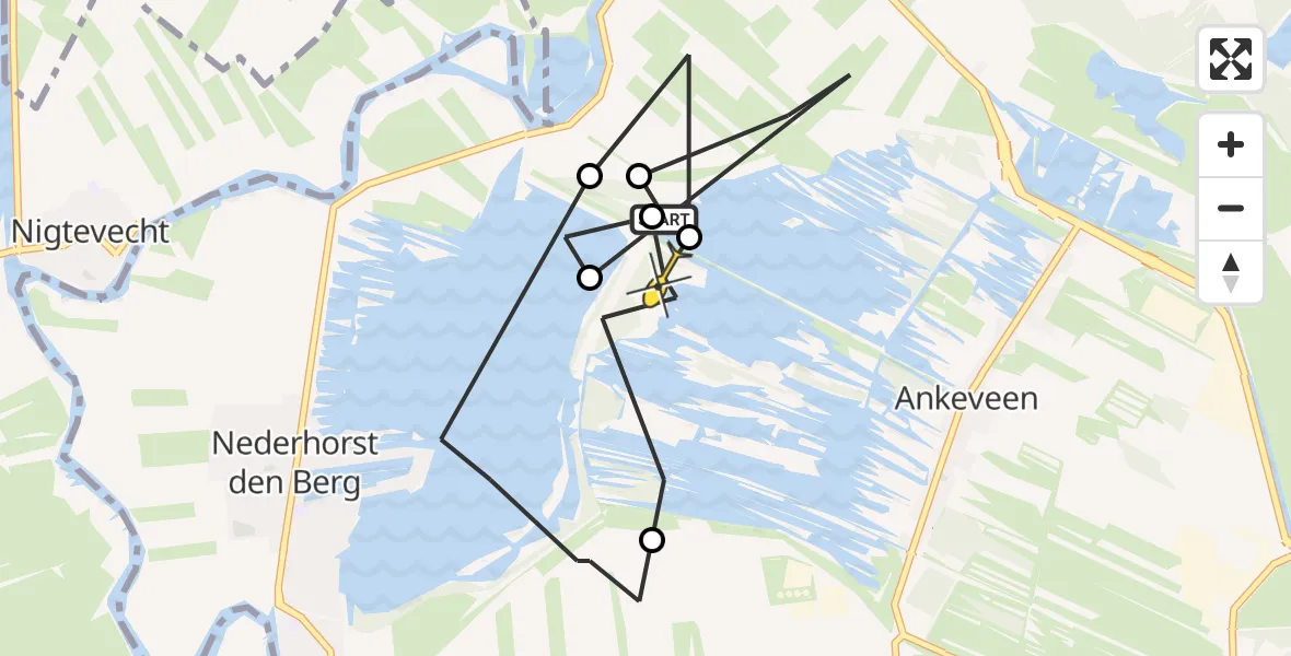 Routekaart van de vlucht: Politiehelikopter naar Ankeveen