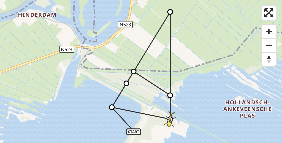 Routekaart van de vlucht: Politieheli naar Ankeveen