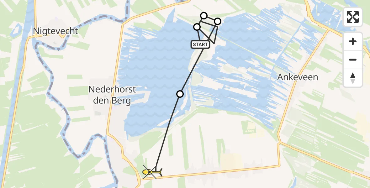 Routekaart van de vlucht: Politiehelikopter naar Nederhorst den Berg