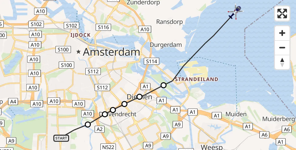 Vluchtroute Politiehelikopter Amstelveen - Amsterdam, 11 november 2022, 07:48